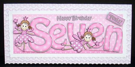 7th Birthday Large Dl Quick Card N 3D Decoupage by Joyce Watson