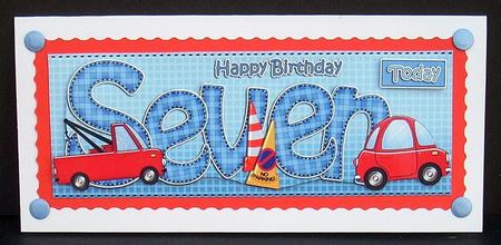 7th Birthday Large Dl Quick Card N 3D Decoupage by Joyce Watson