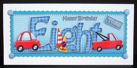 8th Birthday Large Dl Quick Card N 3D Decoupage by Joyce Watson