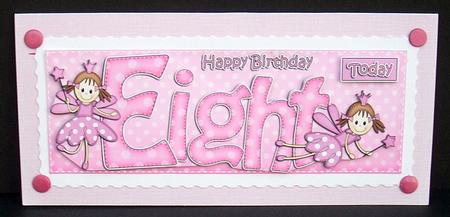 8th Birthday Large Dl Quick Card N 3D Decoupage by Joyce Watson