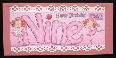 9th Birthday Large Dl Quick Card N 3D Decoupage by Joyce Watson