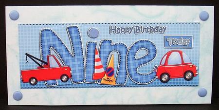 9th Birthday Large Dl Quick Card N 3D Decoupage by Joyce Watson
