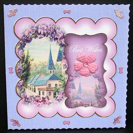 Lilac Lavender View Best Wishes 8in Scallop Topper by Joyce Watson