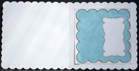 Teal Aged Scrolls Plain 8in Scallop Insert Panel by Joyce Watson