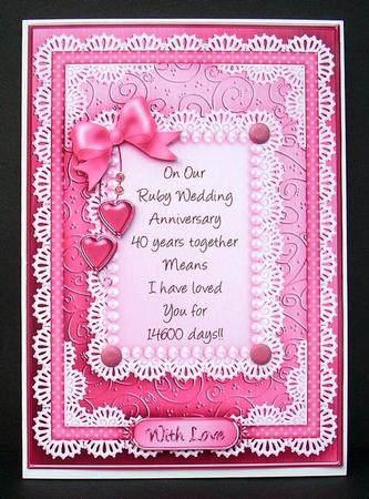 A5 Our Ruby Anniversary Quick Card with 3D Decoupage by Joyce Watson