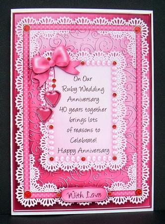 A5 Our Ruby Anniversary Quick Card with 3D Decoupage by Joyce Watson