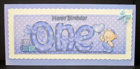 1st Birthday Large Dl Quick Card N 3D Decoupage by Joyce Watson