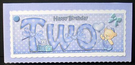 2nd Birthday Large Dl Quick Card N 3D Decoupage by Joyce Watson