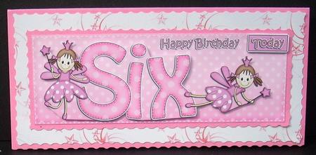 6th Birthday Large Dl Quick Card N 3D Decoupage by Joyce Watson
