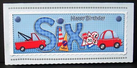6th Birthday Large Dl Quick Card N 3D Decoupage by Joyce Watson