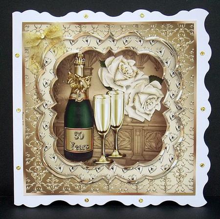 Golden Wedding Triple Layer Card Front Mini Kit by Joyce Watson