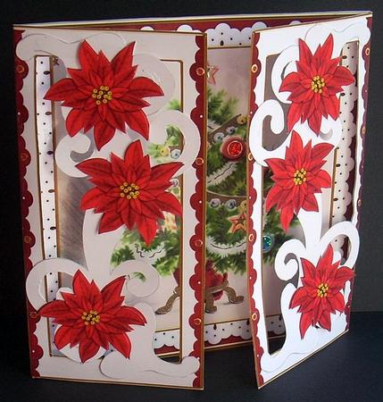 Elegant Tree Red Fancy Swirl Gatefold Card & E Kit by Joyce Watson