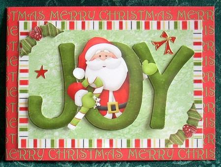 Joy Letters with Santa Poking His Head Out by Joyce Watson