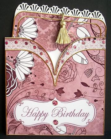 Retro Pink Happy Birthday Pocket Pull Card Kit by Joyce Watson