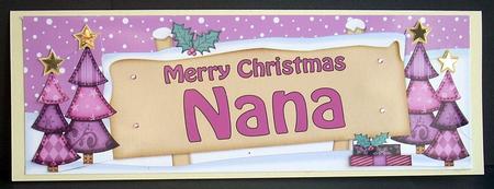 Xmas Nana Trees Signpost Lge Dl Easicut 3D Decoupage by Joyce Watson