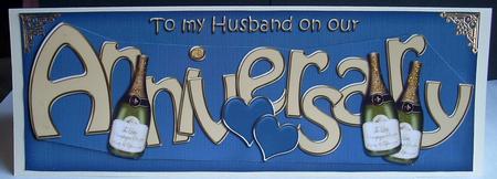 Husband Wedding Anniversary Champagne Large Dl 3D Decoupage by Joyce Watson
