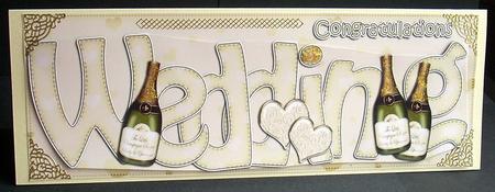 Large Dl Wedding Champagne Quick Card with 3D Decoupage by Joyce Watson