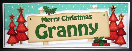 Xmas Granny Trees Signpost Large Dl 3D Decoupage by Joyce Watson