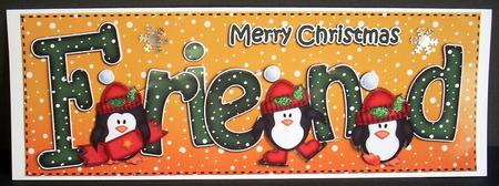 Large Dl Xmas Friend with Penguins Quick Card 3D Decoupage by Joyce Watson