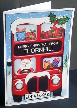 Xmas Santa Express Thornhill A5 3D Decoupage by Joyce Watson