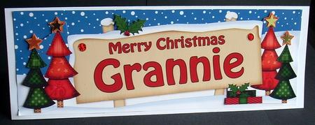 Xmas Grannie Trees Signpost Large Dl Easicut 3D Decoupage by Joyce Watson