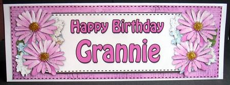 Large Dl Birthday Grannie Daisies Floral 3D Decoupage by Joyce Watson