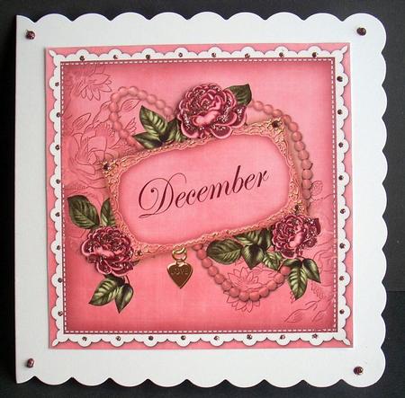 Cerise Roses December 8in Vintage Decoupage Topper by Joyce Watson