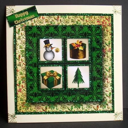 Christmas Gifts Square Layers Card Front by Joyce Watson