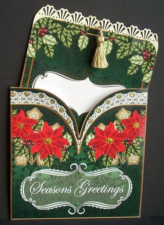 Green Red Poin Seasons Greetings Pocket Pull Card Kit by Joyce Watson