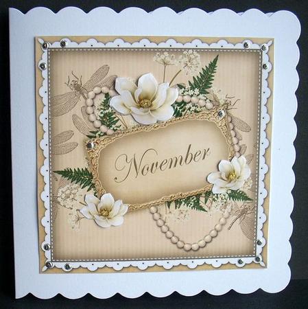 Cream Magnolia November 8in Vintage Decoupage Topper by Joyce Watson