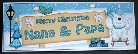 Xmas Nana & Papa Bear Signpost Large Dl Easicut Decoupage by Joyce Watson
