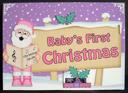 Baby's 1st Christmas Santa Signpost 5x7 Easicut Decoupage by Joyce Watson