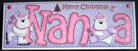 Large Dl Christmas Nana Polar Bears Quick Card 3D Decoupage by Joyce Watson