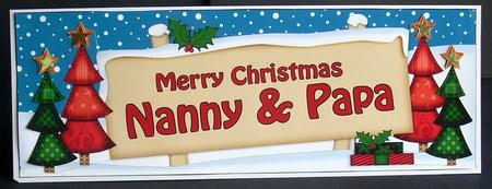 Xmas Nanny & Papa Trees Signpost Large Dl Easicut Decoupage by Joyce Watson