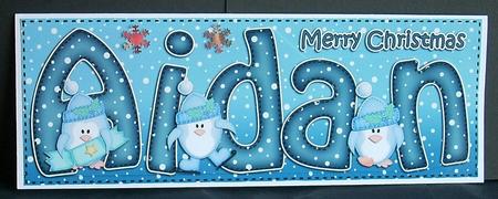Xmas Aidan Penguins Large Dl & 3D Decoupage by Joyce Watson