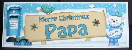 Christmas Papa Teddy Signpost Lge Dl Easicut Decoupage by Joyce Watson