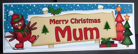 Xmas Mum Robin Signpost Large Dl Easicut 3D Decoupage by Joyce Watson