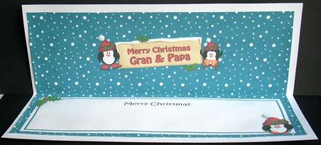 Xmas Gran & Papa Penguins Signpost Large Dl Matching Insert by Joyce Watson