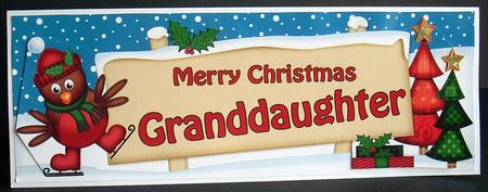 Xmas Granddaughter Robin Signpost Lge Dl Decoupage by Joyce Watson