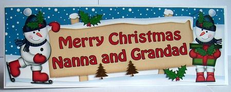 Xmas Nanna & Grandad Snowmen Signpost Lge Dl Decoupag by Joyce Watson