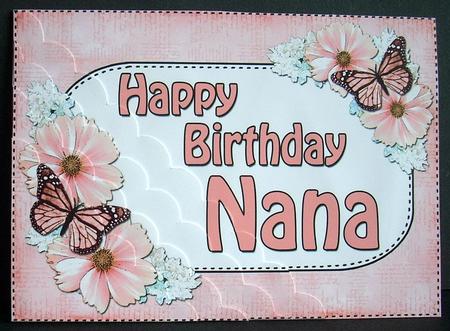 5x7 Flower & Butterfy Birthday Nana Scallop Corner by Joyce Watson