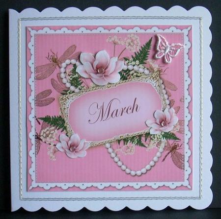 Pink Magnolia March 8in Vintage Decoupage Topper by Joyce Watson