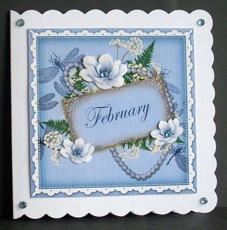 Blue Magnolia February 8in Vintage Decoupage Topper by Joyce Watson