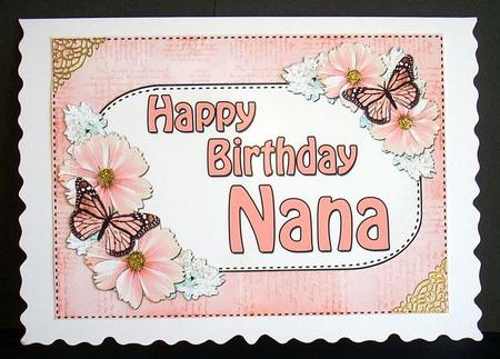 5x7 Birthday Nana Flowers & Butterflies 3D Decoupage by Joyce Watson