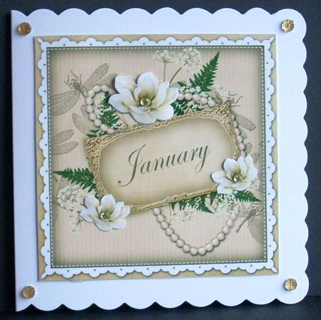 Cream Magnolia January 8in Vintage Decoupage Topper by Joyce Watson