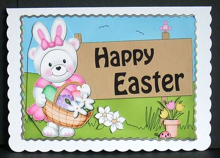 5x7 Teddy Tess Easter Easicut 3D Decoupage by Joyce Watson