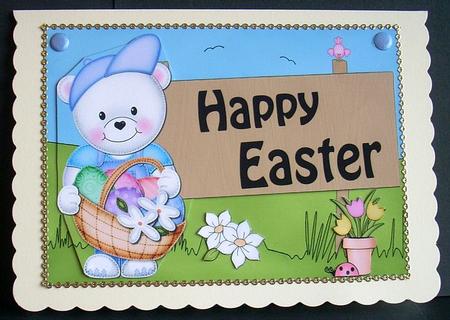 5x7 Teddy Ed Easter Easicut 3D Decoupage by Joyce Watson