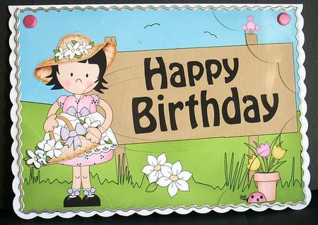 A5 Girlz Suzi Birthday Scallop Corners and Pyramage by Joyce Watson