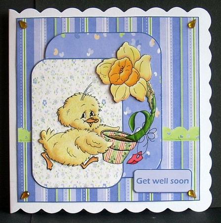 Chick Has a Flower for You, a Card with Decoupage by Joyce Watson