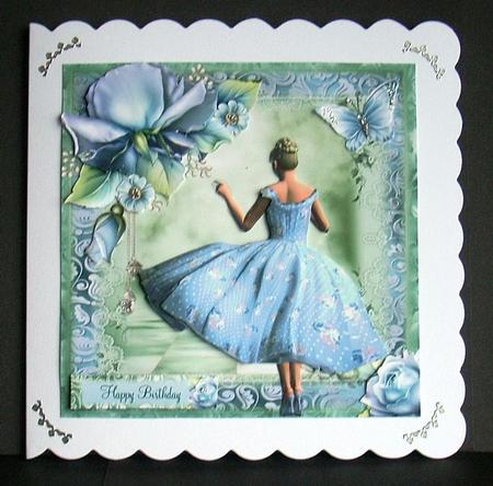 The Blue Cotton Dress Card Front Kit by Joyce Watson